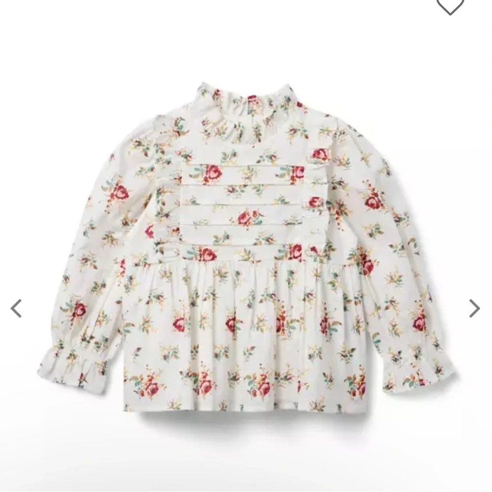 Floral Kids Blouse - White and Red 0013